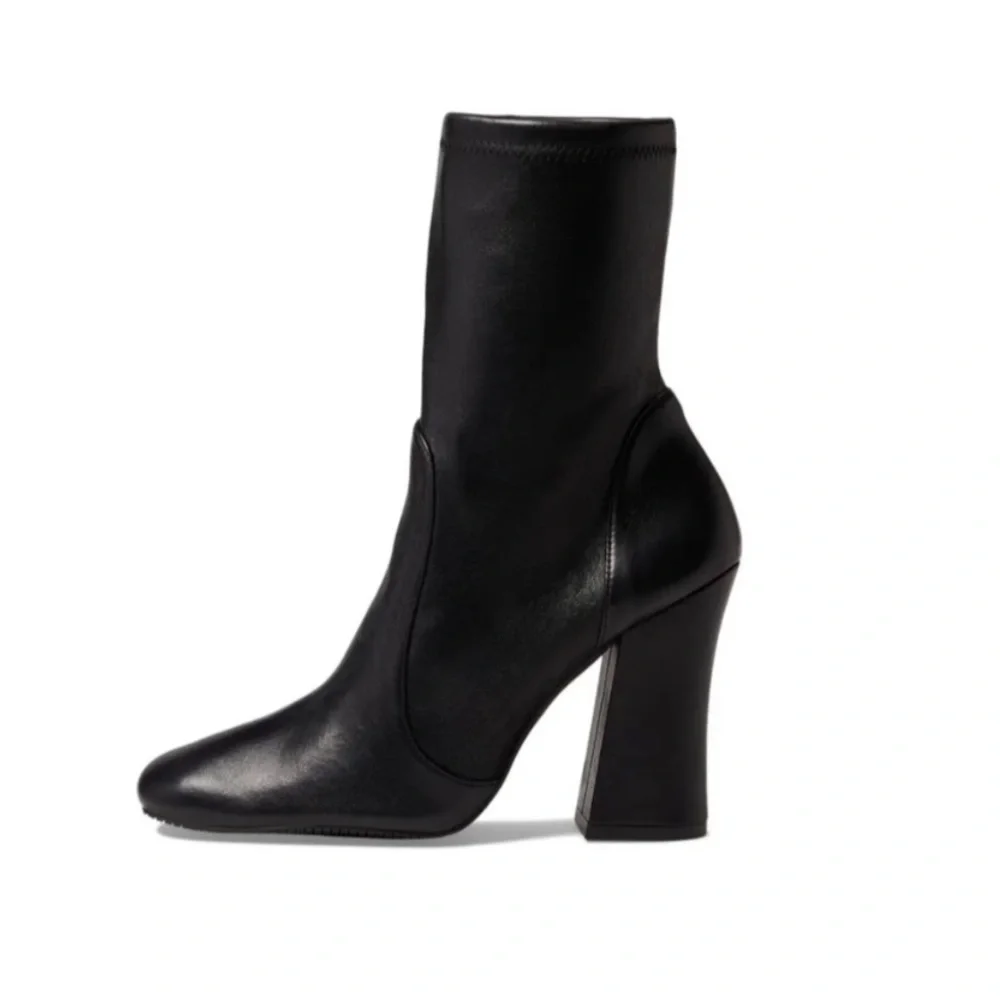 Stuart Weitzman Boots Curveblock 109 Ankle Booties in Napa Leather Black